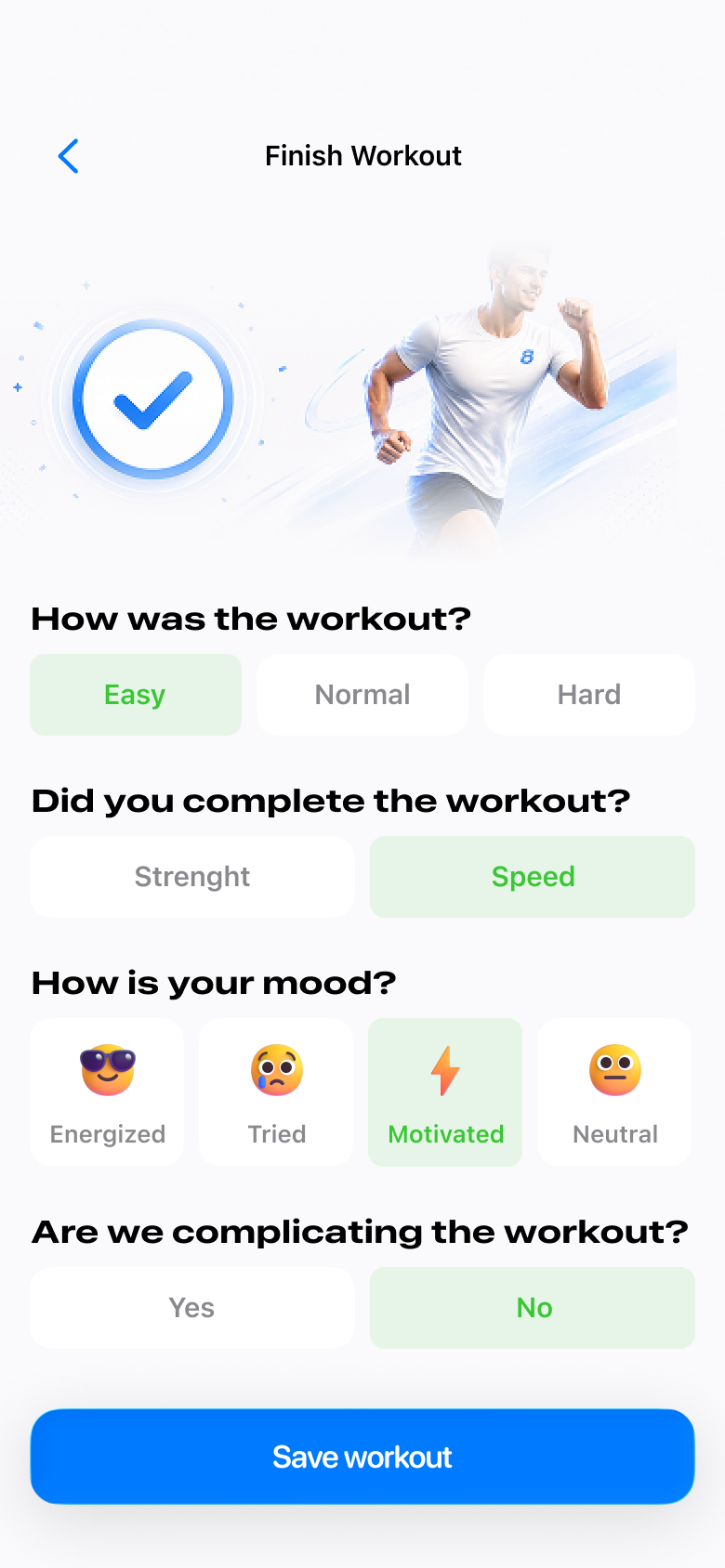 Post-session feedback on difficulty and mood