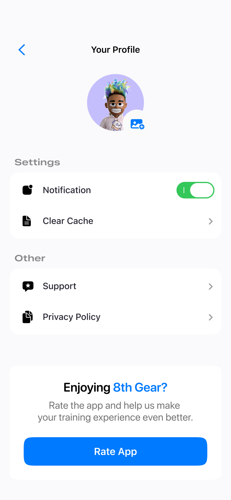 Profile, settings, and support